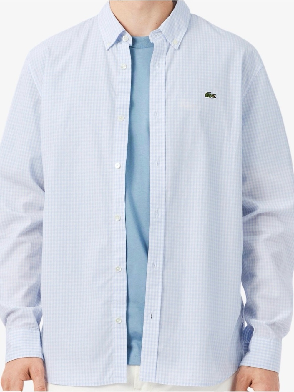 Lacoste Pale Blue Poplin Regulat Fit Button-Down Shirt